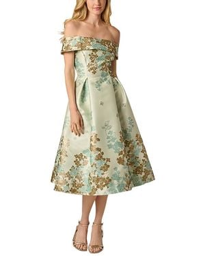 Adrianna Papell Off The Shoulder Midi Dress - Green