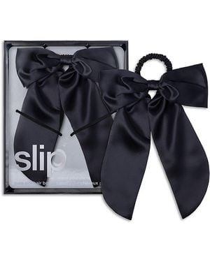 Slip Pure Silk Hair Bow - Blue