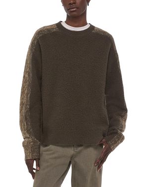 Helmut Lang Brush Stripe Crewneck Wool Sweater - Brown