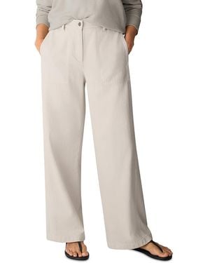 Eileen Fisher High Waisted Wide Leg Full Length Pants - Natural
