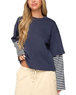 Edikted Nacie Layered Stripey Long Sleeve T Shirt - Blue
