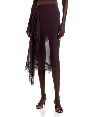 A.L.C. A. L.C. Anais Silk Lace Trim Asymmetric Skirt - Multicolor