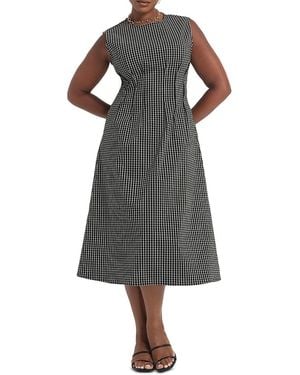 Estelle Bobbie Pleated Waist Midi Dress - Gray