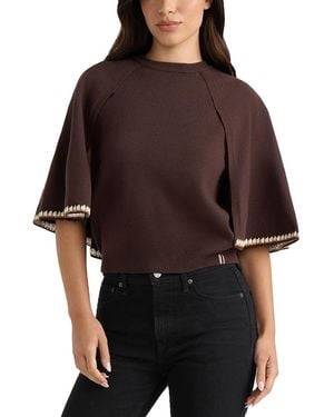 HUNTER Cape Sleeve Knit Sweater Top - Brown