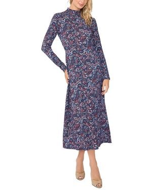 Vince Camuto Printed Mock Neck Maxi Dress - Blue