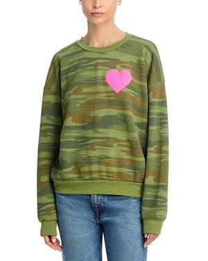 Aviator Nation Heart Camouflage Crewneck Sweatshirt - Green