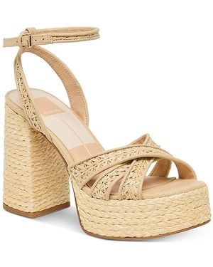 Dolce Vita Danila Raffia Espadrille Platform Sandals - Metallic