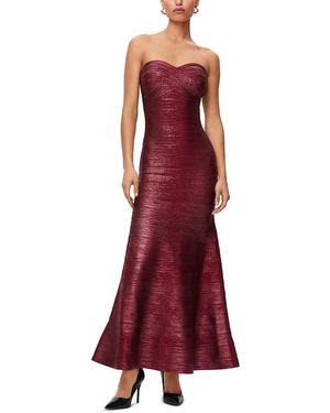 Hervé Léger The Metallic Sara Strapless Gown - Red