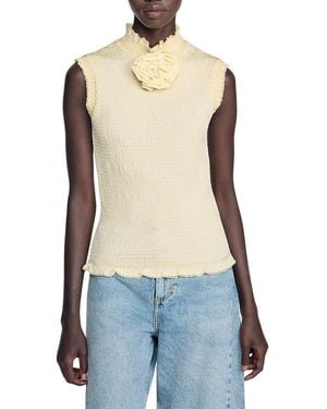 Sandro Dreamer Smocked Top - Blue