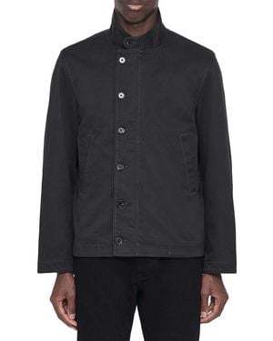 AllSaints Enfield Cotton Blend Stand Collar Jacket - Blue