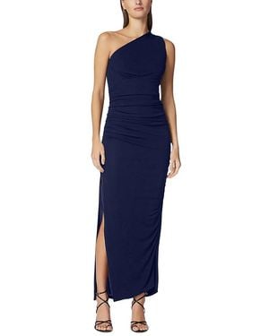 Hervé Léger One Shoulder Ruched Jersey Midi Dress - Blue