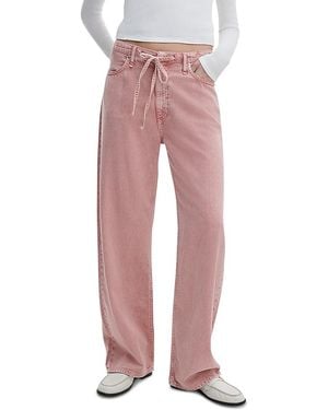 Rag & Bone Phoebe Drawstring High Rise Wide Jeans - Pink