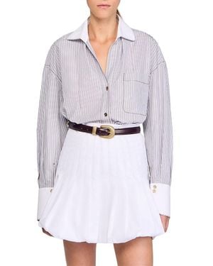 Sandro Oversized Striped Shirt - White
