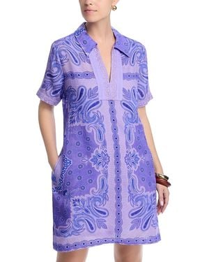 Johnny Was Henley Collared Dress - Purple