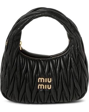 Miu Miu Wander Matelasse Nappa Lambskin Hobo Bag - Black