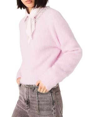 Maje Jewellery Collar Jumper - Pink