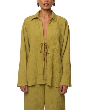 JLUXLABEL Unwind Tie-Front Blouse - Green