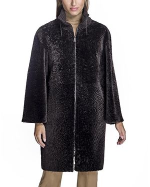 Maximilian Shearling Lamb Walking Coat - Black
