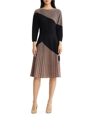 Misook Fit & Flare Dolman Sleeve Soft Knit Midi Dress - Black