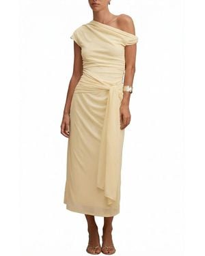 EVER NEW Piper Draped Tie Mesh Midi Dress - Natural