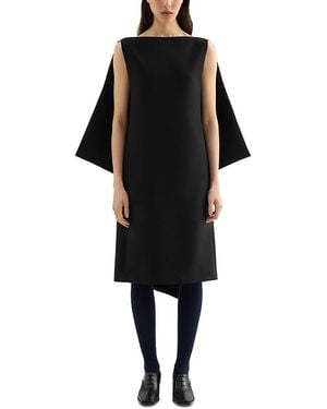 Jil Sander Silk & Wool Linear Shift Dress With Open Back - Black