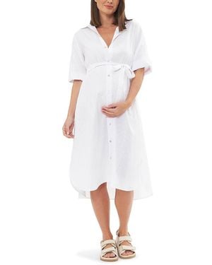 Ripe Maternity Molly Linen Shirt Dress - White