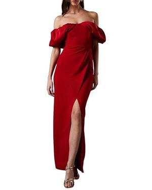 Coast Volume Sleeve Corset Column Maxi Dress - Red