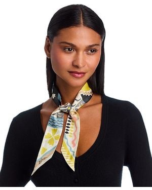Echo Coastal Collage Silk Ribbon Scarf - Black