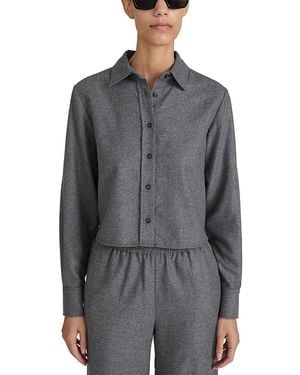 FRAME The Charles Wool Blend Cropped Shirt - Gray