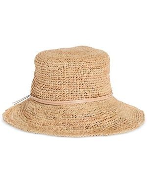 Hat Attack Betty Crochet Raffia Straw Bucket Hat - Natural