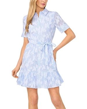 Cece Tie Waist Cotton Mini Shirtdress - Blue