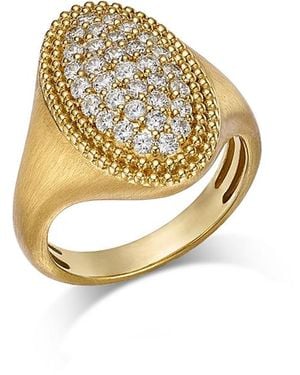 Bloomingdale's Fine Collection Diamond Pave Beaded Signet Ring - Metallic