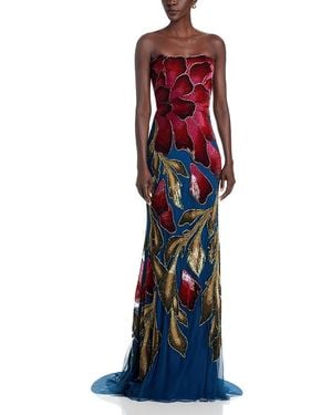 THEIA Marie Strapless Beaded Gown - Red