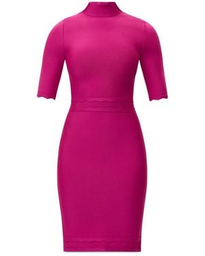 Hervé Léger The Campbell High Neck Dress - Pink