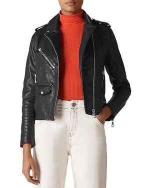 Whistles Agnes Leather Moto Jacket - Black