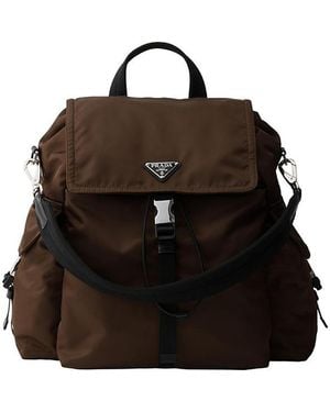 Prada Explore Re-Nylon And Leather Backpack - Black
