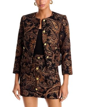 Aqua Paisley Brocade Jacket - Black