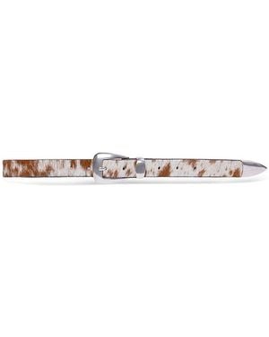 Black Suede Studio Tetra Western Belt - White