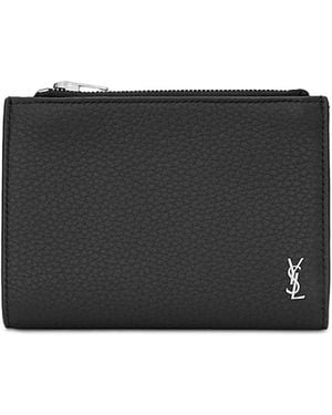 Saint Laurent Tiny Cassandre Bi-Fold Wallet - Black