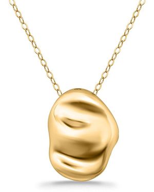 Aqua Sculptured Oval Pendant Necklace, 16-18 - Metallic