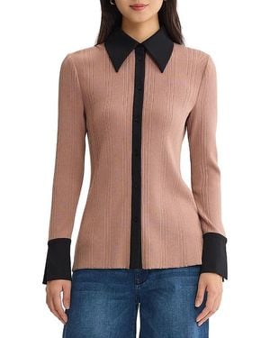Misook Lightweight Mixed Media Soft Knit Shirt - Blue