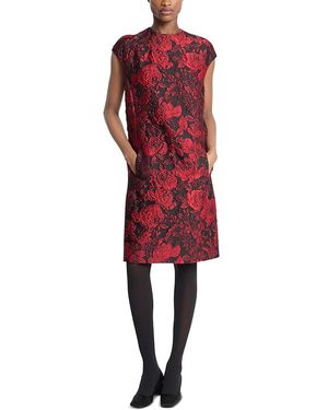 Michael Kors Rose Floral Jacquard Shift Dress - Red