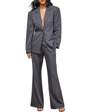 Warehouse Velvet Spot Blazer - Gray