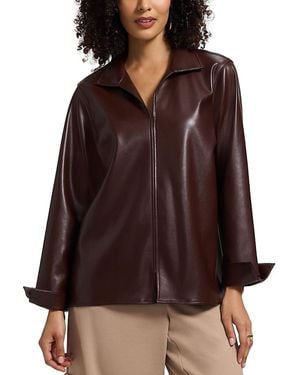Foxcroft Agnes Faux Leather Shirt - Brown