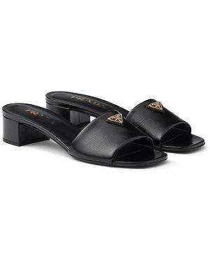 Prada Saffiano Patent Leather Sandals - Black