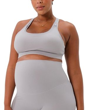 AXK High Impact With Easy-Release Breastfeeding Clips Racer Back Maternity & Nursing Sports Bra - Gray