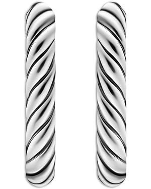 David Yurman Dy Madison Cable Hoop Earrings - White