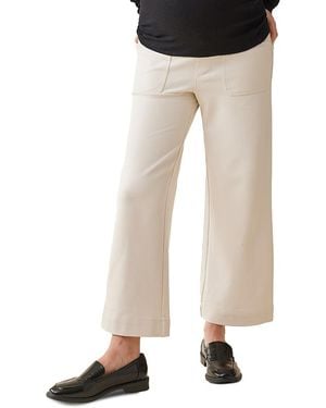 Ingrid & Isabel Wide Leg Ankle Maternity Pants - Natural