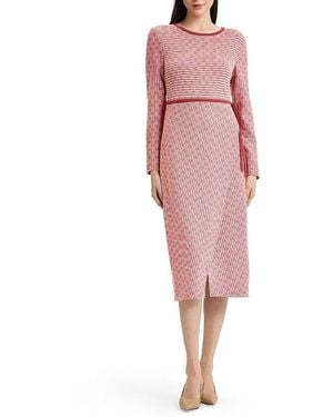 Misook Faux Wrap Contrast Trim Soft Knit Straight Dress - Red