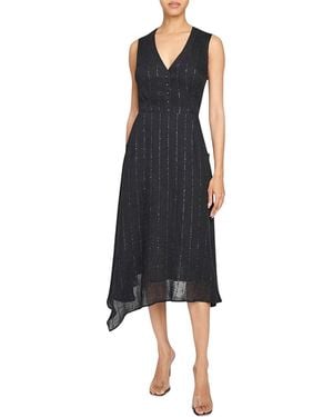 Santorelli Nia Sleeveless Midi Dress With Asymmetric Hemline And Button Details - Blue